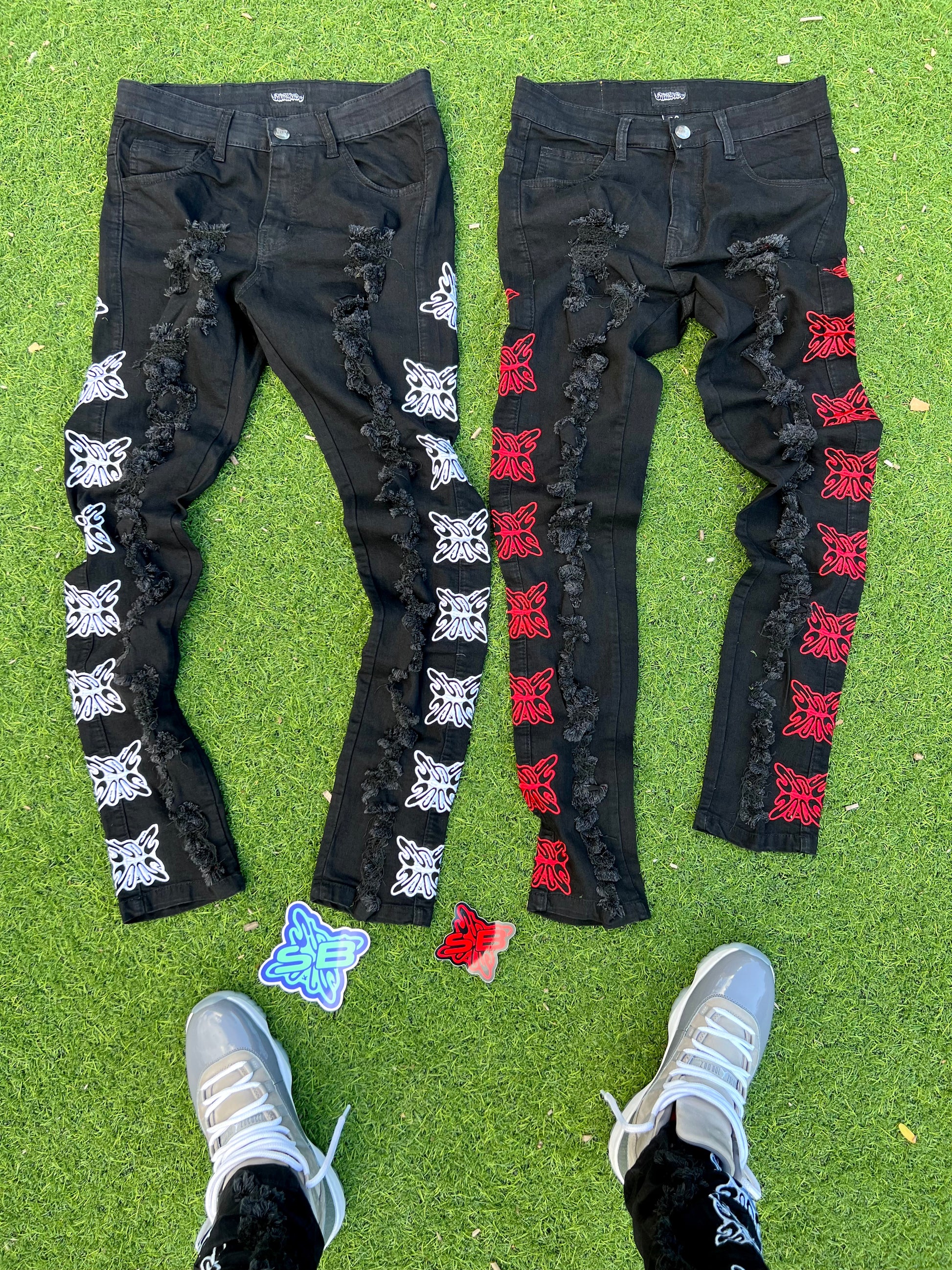 SB Customised Cricket Jersey Trouser Blue Red Customised Cricket